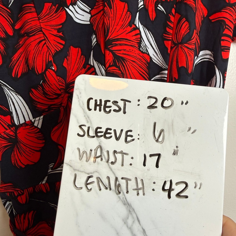 Lane Bryant Women Floral‎ Print V Neck Short Sleeve Belted Midi Dress Size 14 - Picture 9 of 9